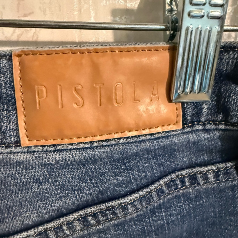 Pistola Demin Dark Blue Straight Leg Mid Rise, Distressed Jeans, Sz 30 X 26 - Picture 4 of 9
